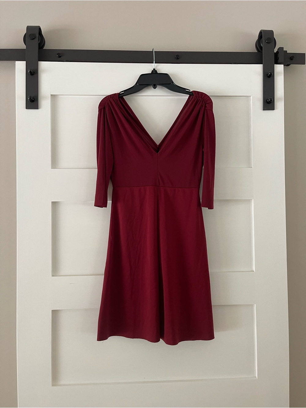 Zara Elegant Burgundy V-Neck Women’s Dress